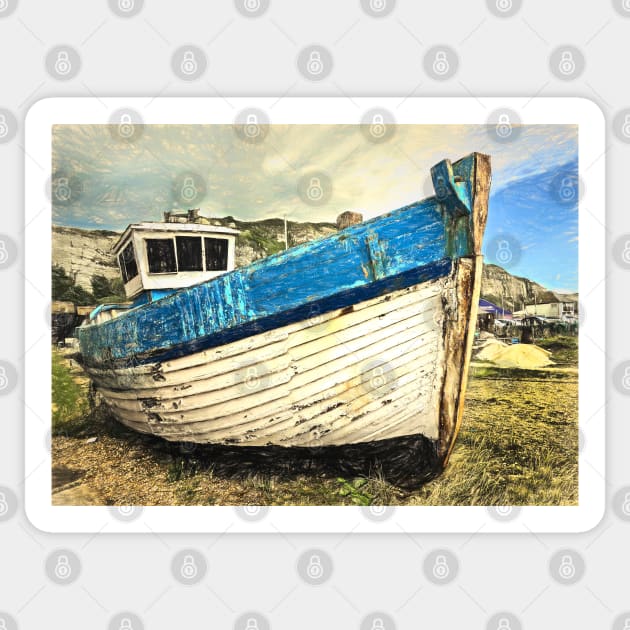 Neglected Fishing Boat Art Sticker by IanWL